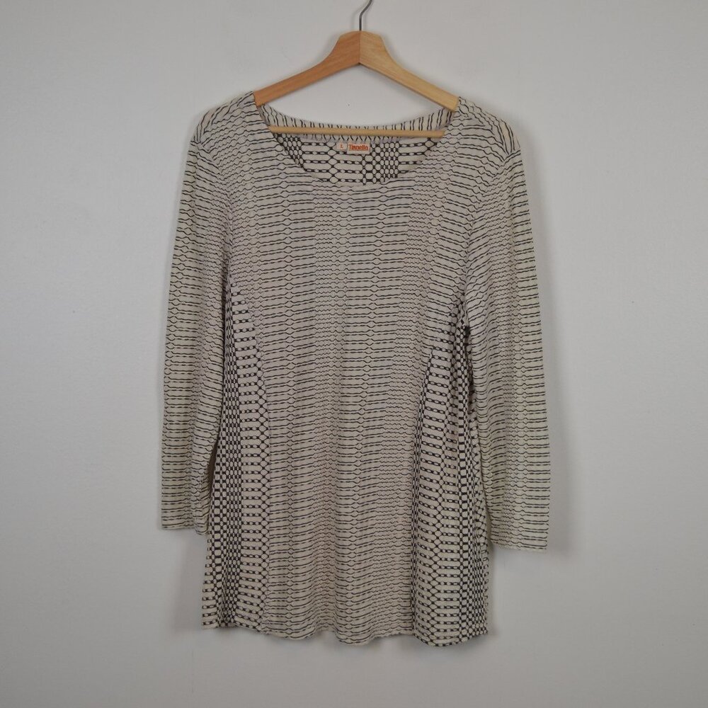 Tianello By Steve Barraza Womens L Pullover Textured Knit Stretch Tunic Top